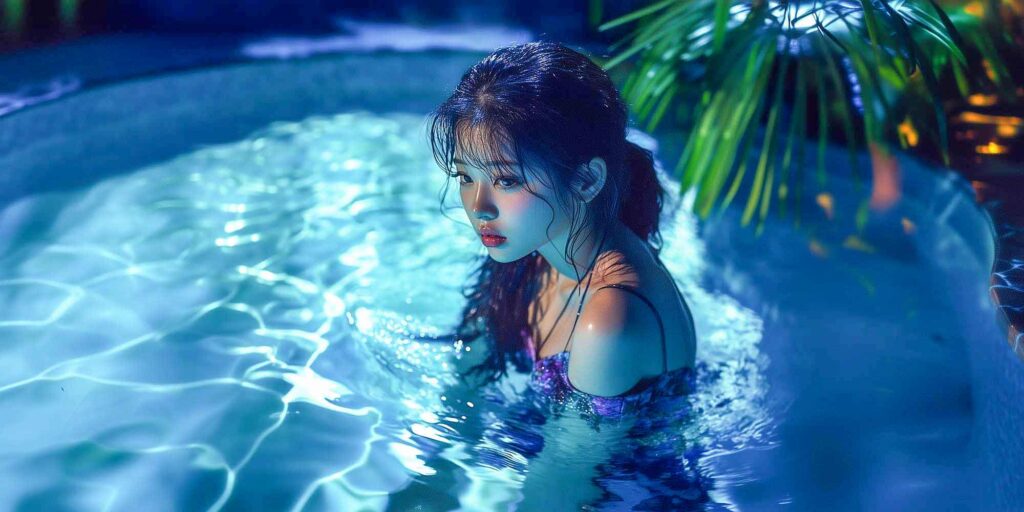 sad girl in pool pattaya